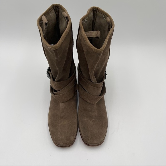 BELLE By SIGERSON MORRISON Women’s 7.5 Who Moto Suede Leather Boots Buckle Strap - Picture 7 of 11